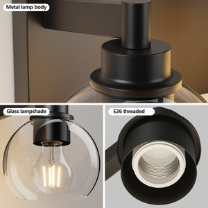 English Elm Bathroom 5 Globe Vanity Light Matte Black Metal Frame Mid Century Modern Wall Sconce W2312P503059