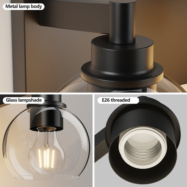 English Elm Bathroom 5 Globe Vanity Light Matte Black Metal Frame Mid Century Modern Wall Sconce W2312P503059