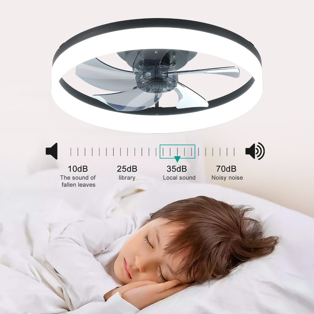 English Elm 20 Inch Flush Mount Ceiling Fan Dimmable LED Matte Black DC Motor Bedroom Living Room W2312P523418