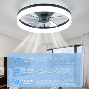 English Elm 20 Inch Flush Mount Ceiling Fan Dimmable LED Matte Black DC Motor Bedroom Living Room W2312P523418