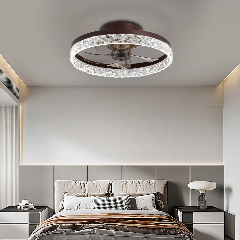 English Elm 19.7 Inch Flush Mount Ceiling Fan with Dimmable LED Remote Control for Low Clearance Rooms W2312P523419