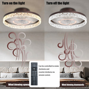 English Elm 19.7 Inch Flush Mount Ceiling Fan with Dimmable LED Remote Control for Low Clearance Rooms W2312P523419