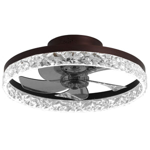 English Elm 19.7 Inch Flush Mount Ceiling Fan with Dimmable LED Remote Control for Low Clearance Rooms W2312P523419