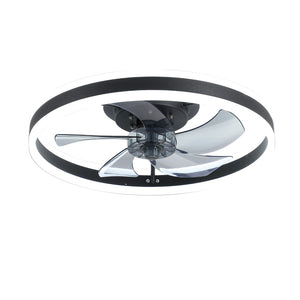 English Elm 20 Inch Flush Mount Fandelier Dimmable LED Caged Chandelier Fan for Bedroom Living Room Black W2312P523420