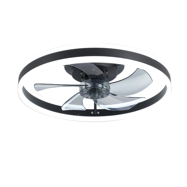 English Elm 20 Inch Flush Mount Fandelier Dimmable LED Caged Chandelier Fan for Bedroom Living Room Black W2312P523420