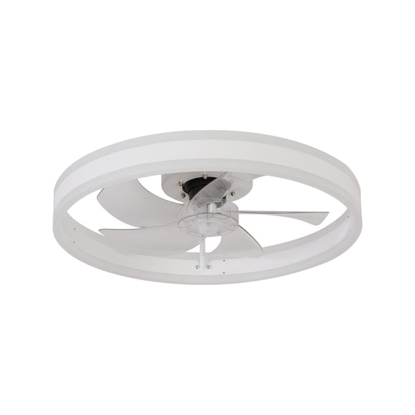 English Elm 20 Inch Flush Mount Fandelier Dimmable LED Caged Chandelier Fan for Bedroom Living Room White W2312P523421