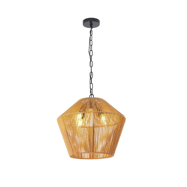 English Elm 17" Hand-woven Hemp Rope Pendant Light Bohemian Farmhouse Fixture for Kitchen or Dining W2312P529769
