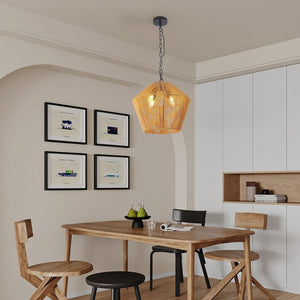 English Elm 17" Hand-woven Hemp Rope Pendant Light Bohemian Farmhouse Fixture for Kitchen or Dining W2312P529769