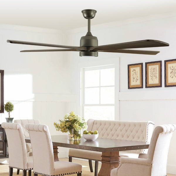 English Elm 60" Solid Wood Blade Ceiling Fan with Led Light Remote Dc Motor Open Living Spaces W2312P529770