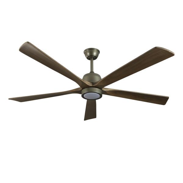 English Elm 60" Solid Wood Blade Ceiling Fan with Led Light Remote Dc Motor Open Living Spaces W2312P529770