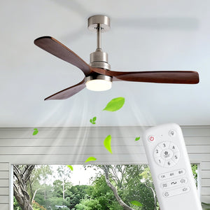 English Elm 52 Inch Walnut Blade Brushed Nickel Ceiling Fan with Remote and Dimmable Light W2312P537515