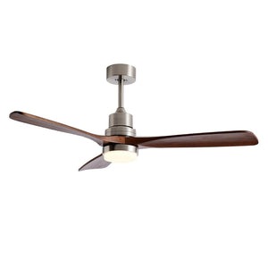 English Elm 52 Inch Walnut Blade Brushed Nickel Ceiling Fan with Remote and Dimmable Light W2312P537515