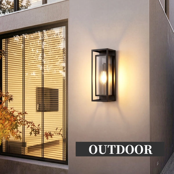 English Elm 2 Pack Matte Black Outdoor Wall Lanterns with Clear Glass Ip65 Porch Sconce Set W2312P537602