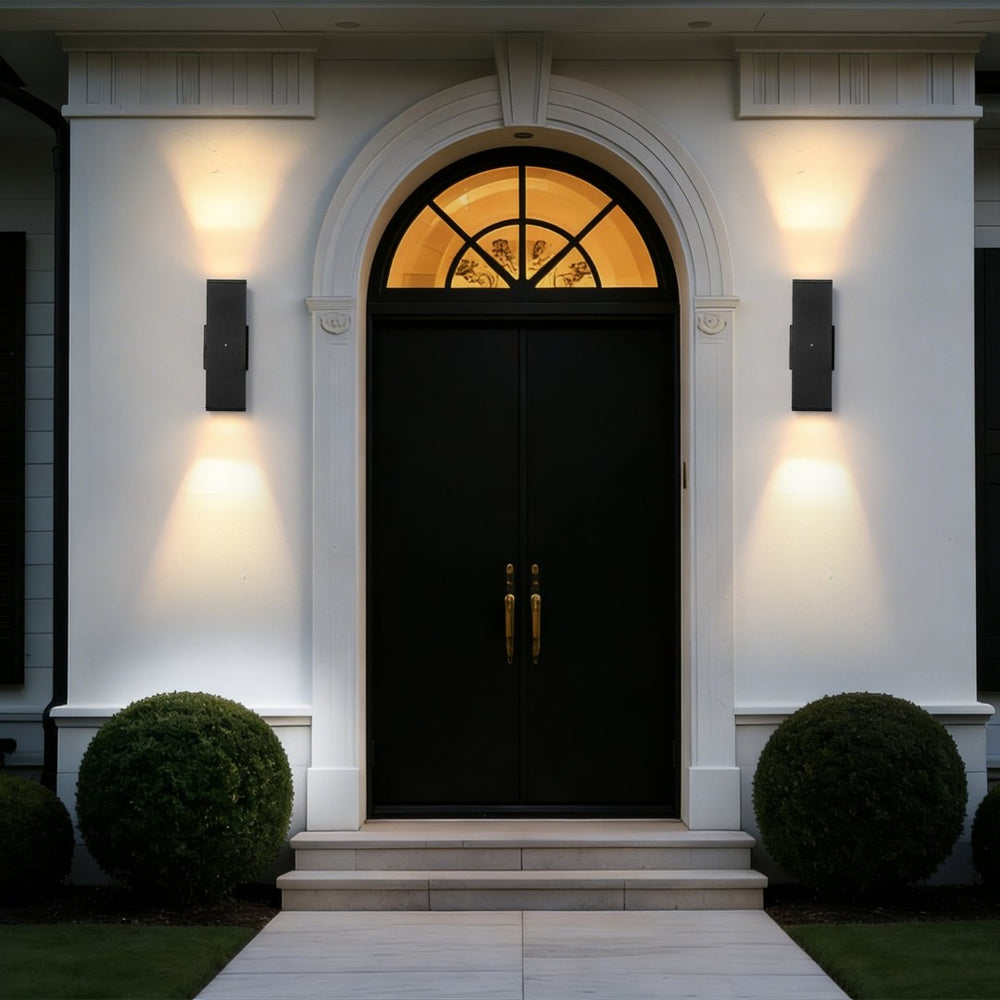 English Elm Outdoor Modern Wall Sconces 2 Pack Dusk to Dawn Sensor Porch Patio Aluminum W2312P539342