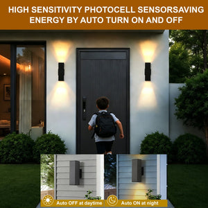 English Elm Outdoor Modern Wall Sconces 2 Pack Dusk to Dawn Sensor Porch Patio Aluminum W2312P539342