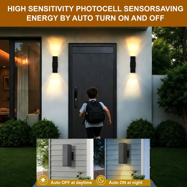 English Elm Outdoor Modern Wall Sconces 2 Pack Dusk to Dawn Sensor Porch Patio Aluminum W2312P539342