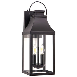 English Elm 20 Inch Black Lantern Exterior Wall Sconces Dusk to Dawn Sensor Porch Lighting Pair W2312P539577