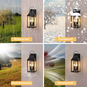 English Elm Dusk to Dawn Sensor Outdoor Wall Sconce Matte Black Lantern 2 Pack Porch Lighting W2312P539582
