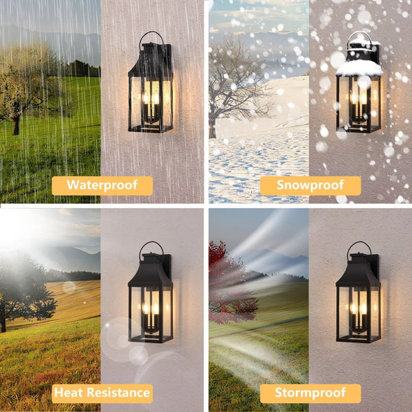 English Elm Dusk to Dawn Sensor Outdoor Wall Sconce Matte Black Lantern 2 Pack Porch Lighting W2312P539582