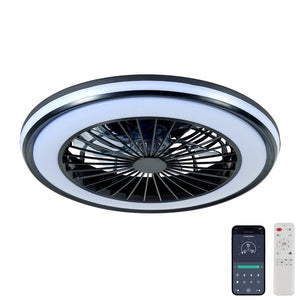 English Elm Modern RGB LED Flush Mount Ceiling Fan Dimmable Light for Living Room or Bedroom W2312P539648