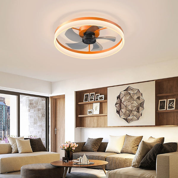 English Elm Ceiling Fan with Dimmable Led Flush Mount Low Profile Design for Modern Bedrooms W2312P540486