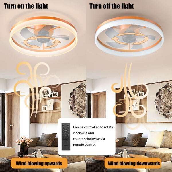 English Elm Ceiling Fan with Dimmable Led Flush Mount Low Profile Design for Modern Bedrooms W2312P540486