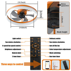 English Elm Ceiling Fan with Dimmable Led Flush Mount Low Profile Design for Modern Bedrooms W2312P540486