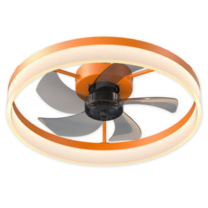 English Elm Ceiling Fan with Dimmable Led Flush Mount Low Profile Design for Modern Bedrooms W2312P540486