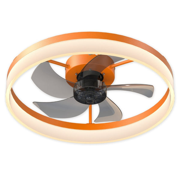 English Elm Ceiling Fan with Dimmable Led Flush Mount Low Profile Design for Modern Bedrooms W2312P540486