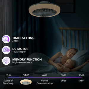 English Elm 18 Inch Bladeless Flush Mount Smart Ceiling Fan Rgb Led Dimmable for Low Ceilings W2312P540777