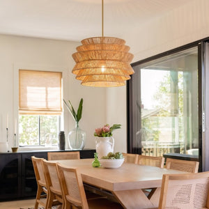 English Elm 17.3 Inch Hand Woven Rattan Seagrass Pendant Light Bohemian Farmhouse Dining Ceiling Fixture W2312P541507