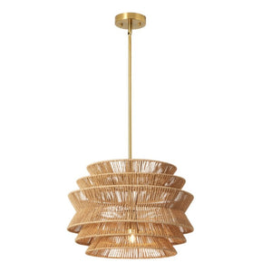 English Elm 17.3 Inch Hand Woven Rattan Seagrass Pendant Light Bohemian Farmhouse Dining Ceiling Fixture W2312P541507