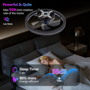English Elm Rgb Bladeless Fandelier Flush Mount Ceiling Fan with App Remote for Modern Bedroom Black W2312P542783