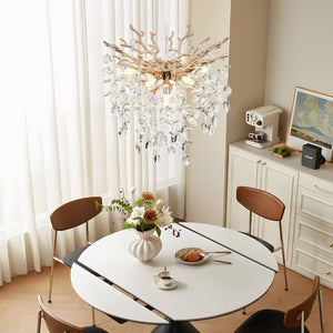 English Elm Modern Gold Tree Branch Crystal Seven Light Chandelier for Dining and Living Rooms W2312P542785
