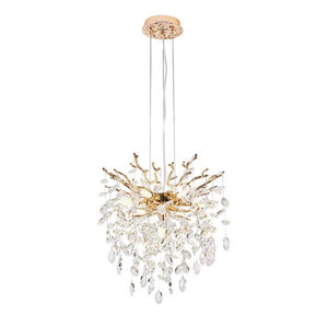 English Elm Modern Gold Tree Branch Crystal Seven Light Chandelier for Dining and Living Rooms W2312P542785