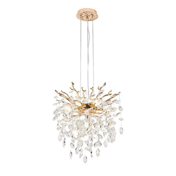 English Elm Modern Gold Tree Branch Crystal Seven Light Chandelier for Dining and Living Rooms W2312P542785