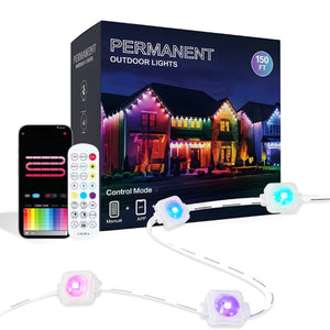English Elm 150Ft Permanent Eave LED Strip Smart App Controlled RGB Addressable Outdoor Roofline Lights W2312P543853