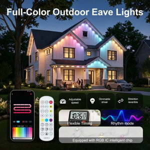 English Elm 150Ft Permanent Eave LED Strip Smart App Controlled RGB Addressable Outdoor Roofline Lights W2312P543853
