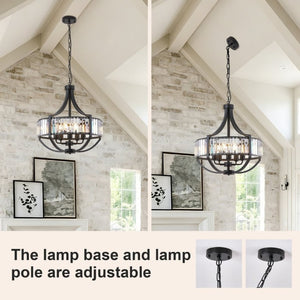 English Elm 20 Inch Matte Black Crystal Halo Chandelier 5 Light Farmhouse Fixture for Dining Foyer W2312P544310
