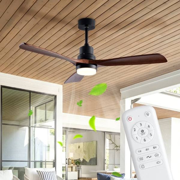 English Elm 52 Inch Farmhouse Ceiling Fan with Dimmable LED Remote Walnut Blades Indoor Outdoor W2312P544428