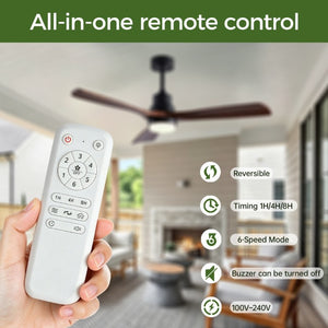 English Elm 52 Inch Farmhouse Ceiling Fan with Dimmable LED Remote Walnut Blades Indoor Outdoor W2312P544428