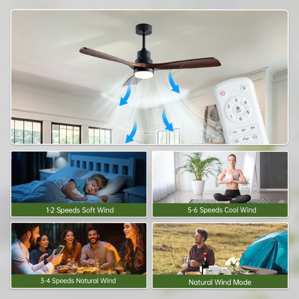 English Elm 52 Inch Farmhouse Ceiling Fan with Dimmable LED Remote Walnut Blades Indoor Outdoor W2312P544428