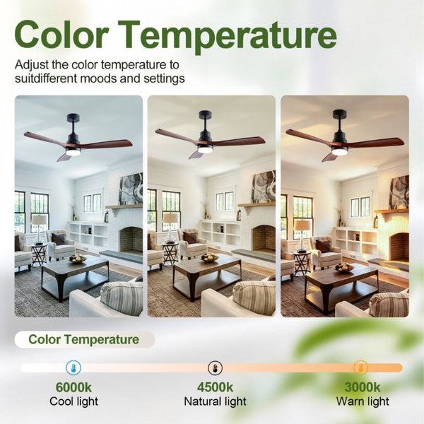 English Elm 52 Inch Farmhouse Ceiling Fan with Dimmable LED Remote Walnut Blades Indoor Outdoor W2312P544428