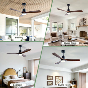 English Elm 52 Inch Farmhouse Ceiling Fan with Dimmable LED Remote Walnut Blades Indoor Outdoor W2312P544428