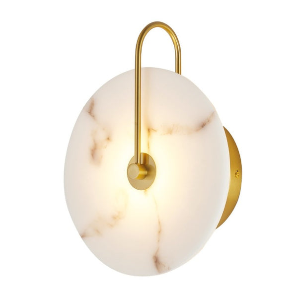 English Elm Round Alabaster Stone Wall Sconce Hardwired Gold Mount Soft LED Glow for Bedroom W2312P544548