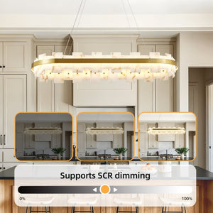 English Elm Alabaster Rectangle Chandelier Spanish Stone Dining Room Modern Luxury Ceiling Light W2312P545399
