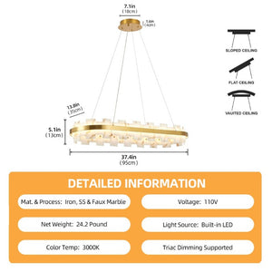 English Elm Alabaster Rectangle Chandelier Spanish Stone Dining Room Modern Luxury Ceiling Light W2312P545399