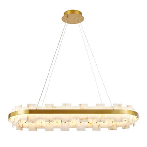English Elm Alabaster Rectangle Chandelier Spanish Stone Dining Room Modern Luxury Ceiling Light W2312P545399
