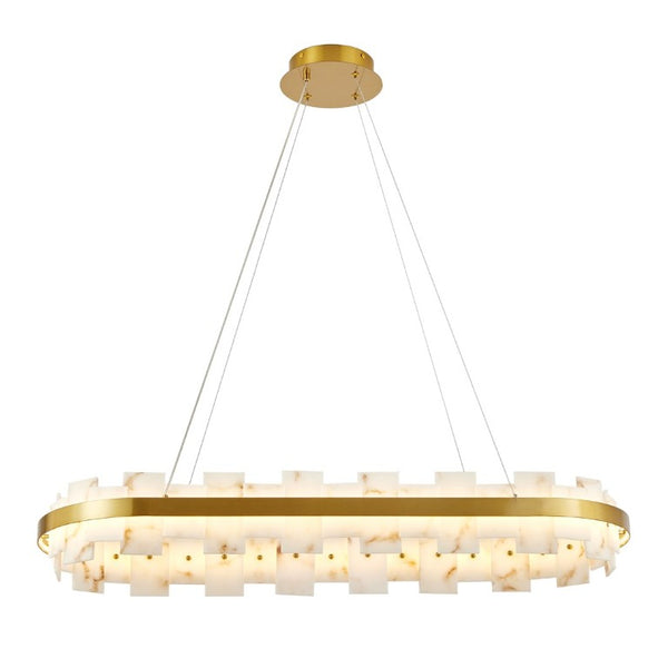 English Elm Alabaster Rectangle Chandelier Spanish Stone Dining Room Modern Luxury Ceiling Light W2312P545399