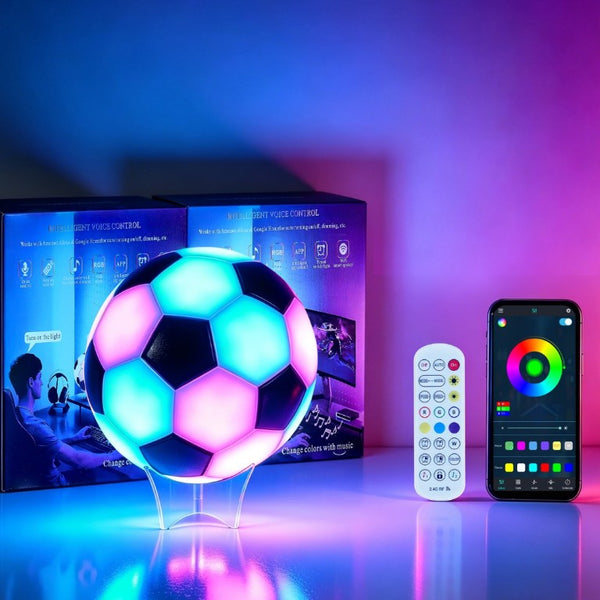 English Elm Rgb Soccer Ball Desk Lamp Smart LED Light Music Sync App Control Kids Bedroom W2312P545466